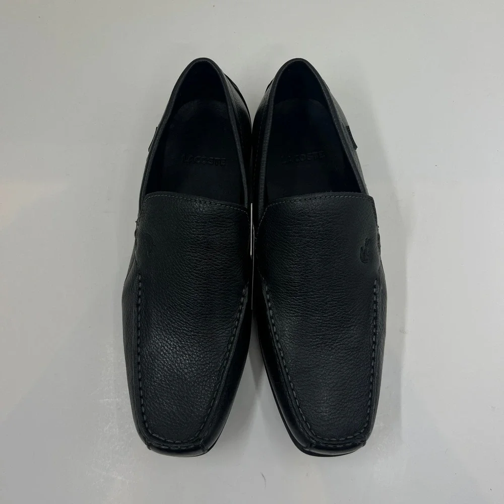 Lacoste Argon Lexi 2 Mens 10.5 Black Leather Slip On Loafer‎ Driving Shoes